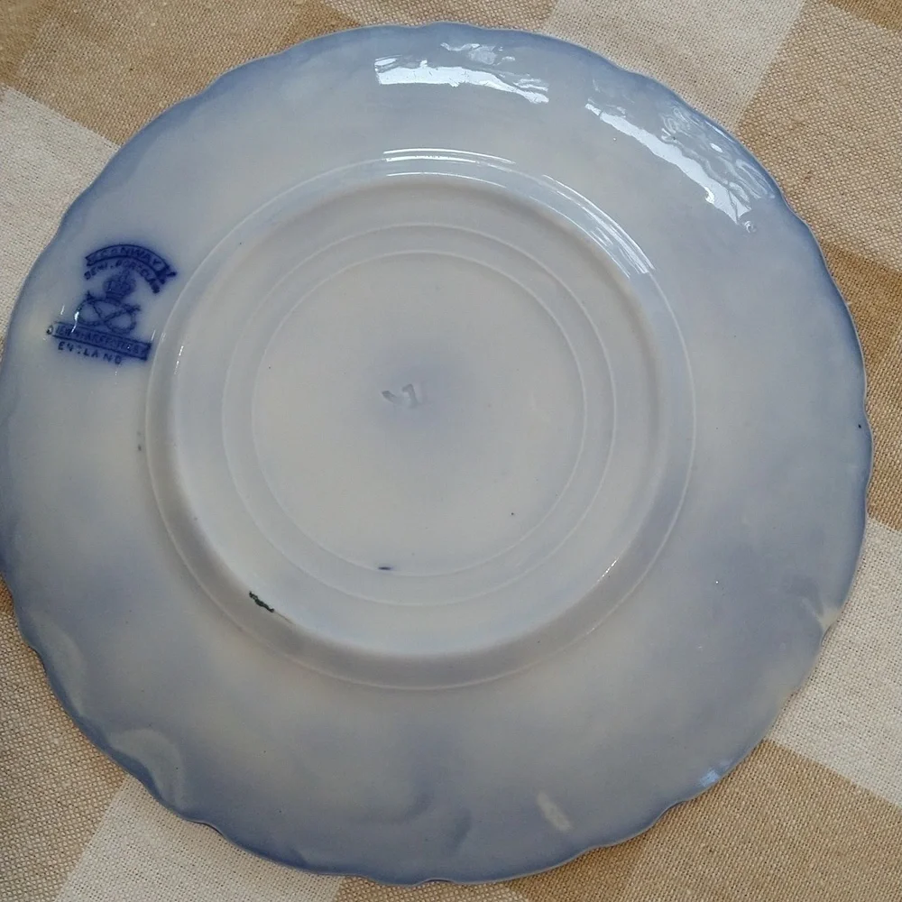 Conway English semi-porcelain salad butter dessert plate flow blue New Wharf 7